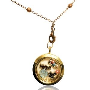 FAITH boutique charm circle locket pendant necklace + FREE CHARM EXTRAS!